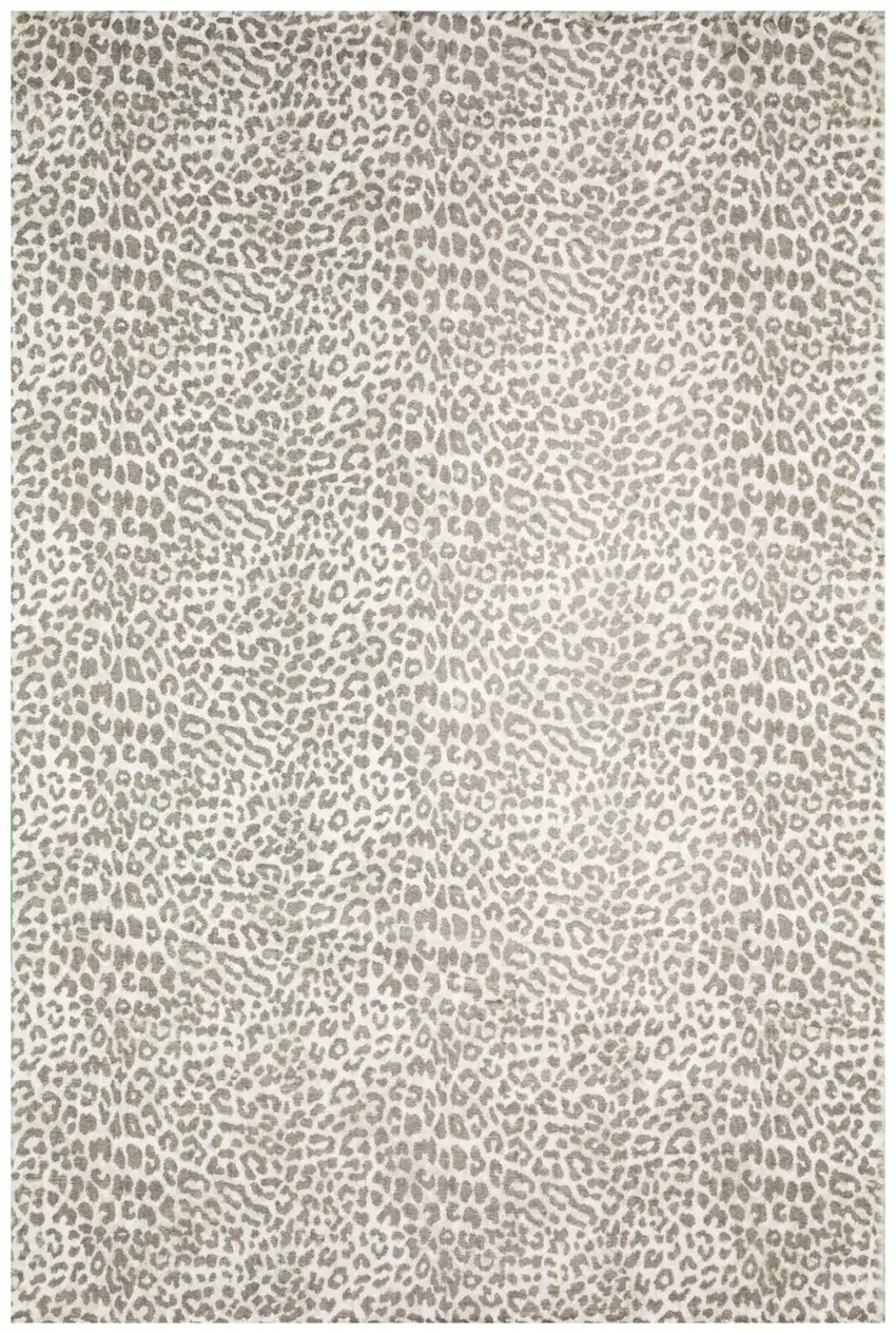 Beige and Cream Leopard  Print Shag Handmade Non Skid Runner Rug Photo 1