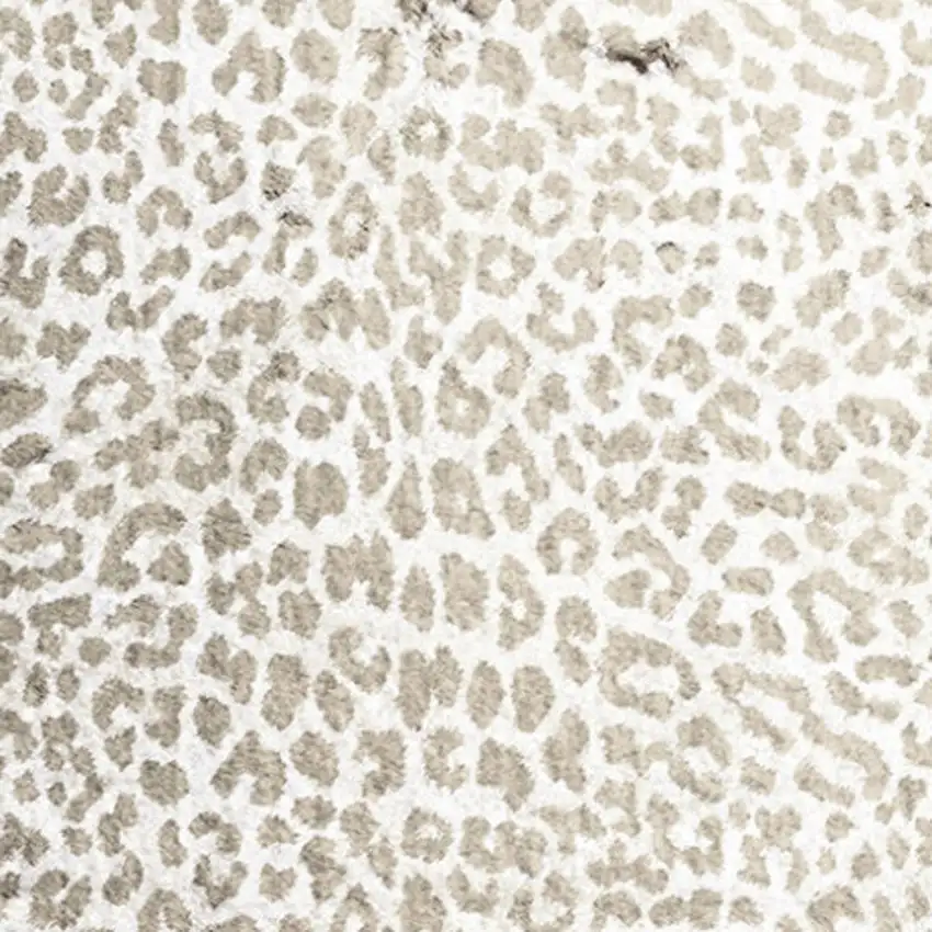 2' X 8' Beige and Cream Leopard Print Shag Handmade Non Skid Runner Rug Photo 9