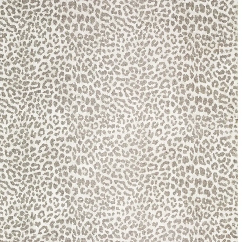 Beige and Cream Leopard  Print Shag Handmade Non Skid Runner Rug Photo 3