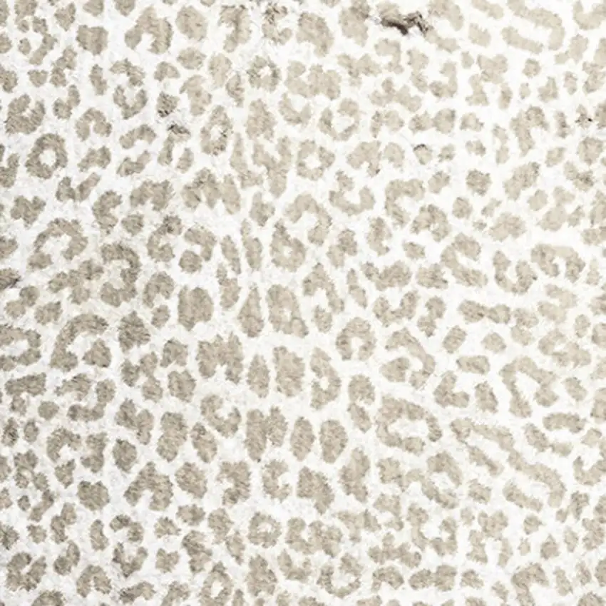 2' X 8' Beige and Cream Leopard Print Shag Handmade Non Skid Runner Rug Photo 4