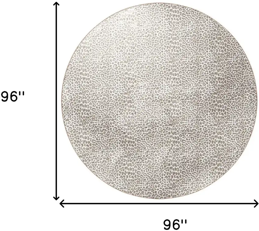 8' X 8' Beige and Cream Leopard  Round Shag Handmade Non Skid Area Rug Photo 3