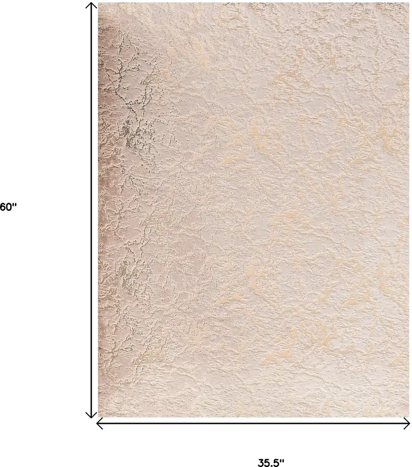 Beige and Gold Faux Fur Abstract Shag Non Skid Area Rug Photo 3