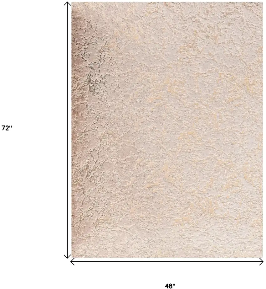 Beige and Gold Faux Fur Abstract Shag Non Skid Area Rug Photo 3
