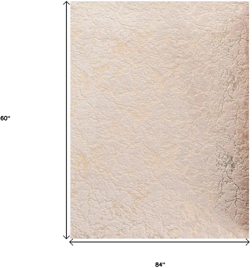 Beige and Gold Faux Fur Abstract Shag Non Skid Area Rug Photo 3