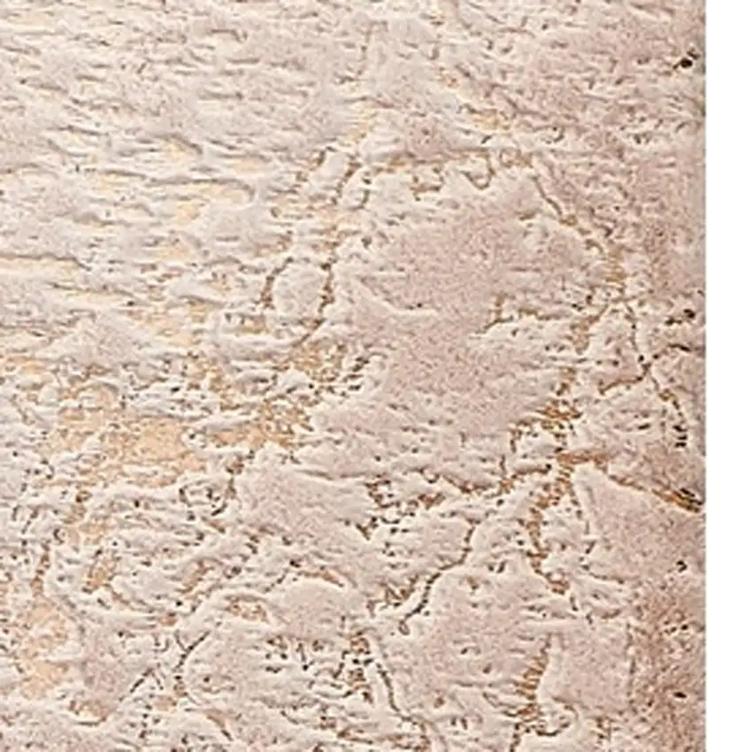 Beige and Gold Faux Fur Abstract Shag Non Skid Area Rug Photo 4