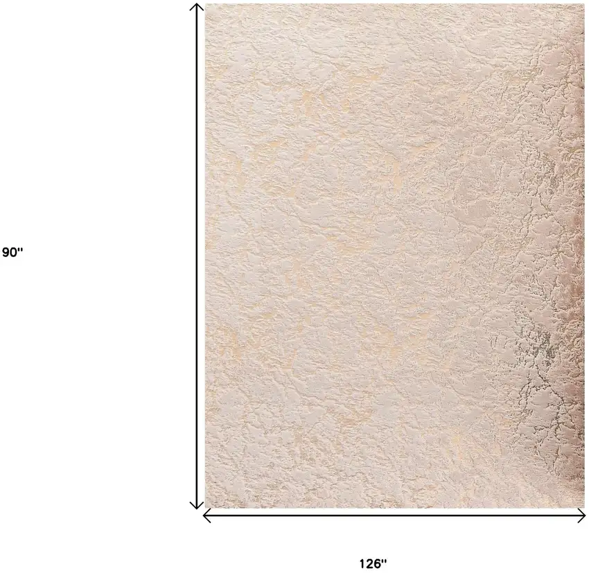 Beige and Gold Faux Fur Abstract Shag Non Skid Area Rug Photo 3