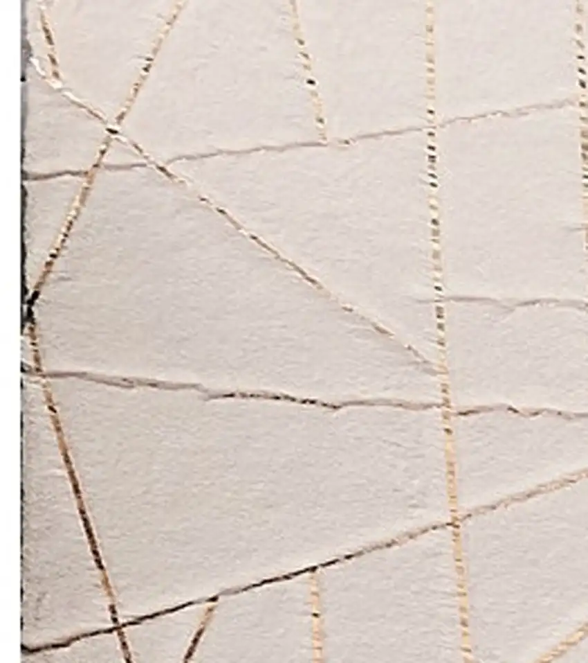 Beige and Gold Faux Fur Abstract Shag Non Skid Area Rug Photo 4