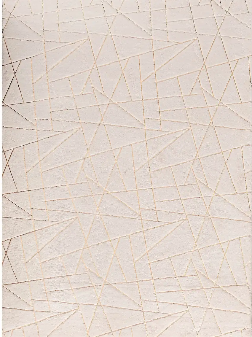 Beige and Gold Faux Fur Abstract Shag Non Skid Area Rug Photo 1