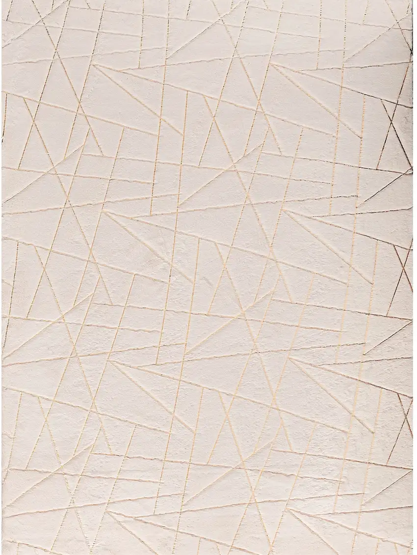 Beige and Gold Faux Fur Abstract Shag Non Skid Area Rug Photo 7