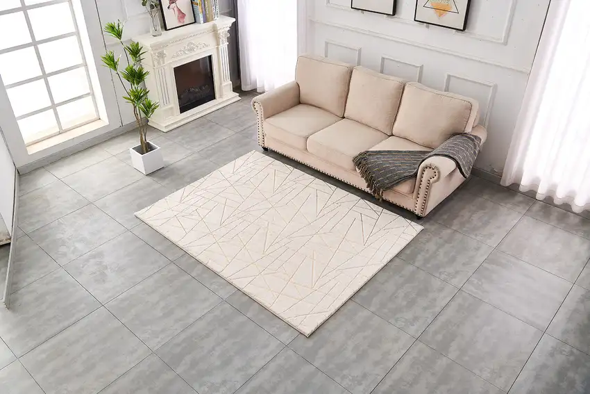 Beige and Gold Faux Fur Abstract Shag Non Skid Area Rug Photo 6