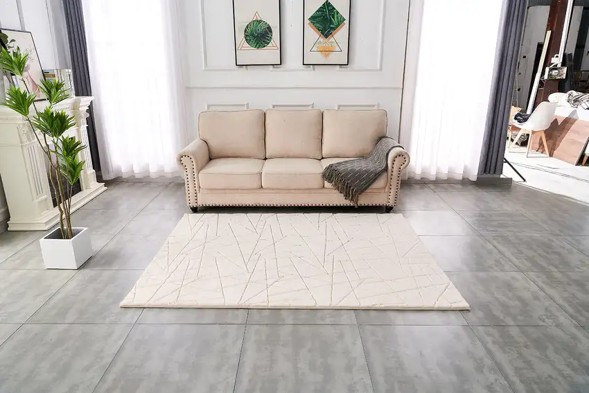 Beige and Gold Faux Fur Abstract Shag Non Skid Area Rug Photo 9