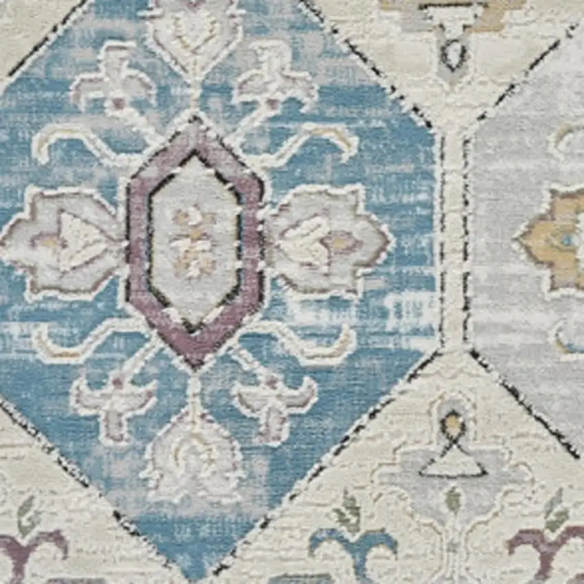 Beige and Gray Abstract Distressed Area Rug Photo 3