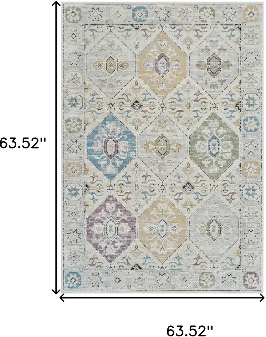 Beige and Gray Abstract Distressed Area Rug Photo 3