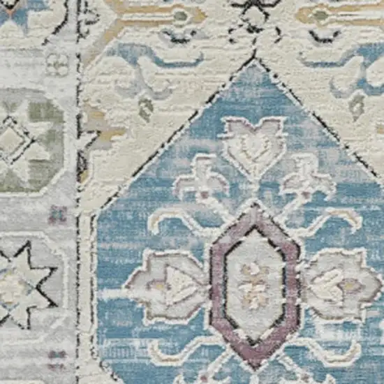 Beige and Gray Abstract Distressed Area Rug Photo 3