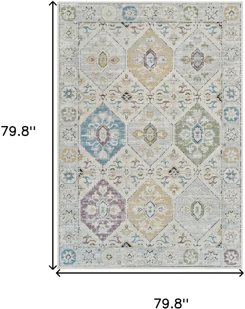 Beige and Gray Abstract Distressed Area Rug Photo 3