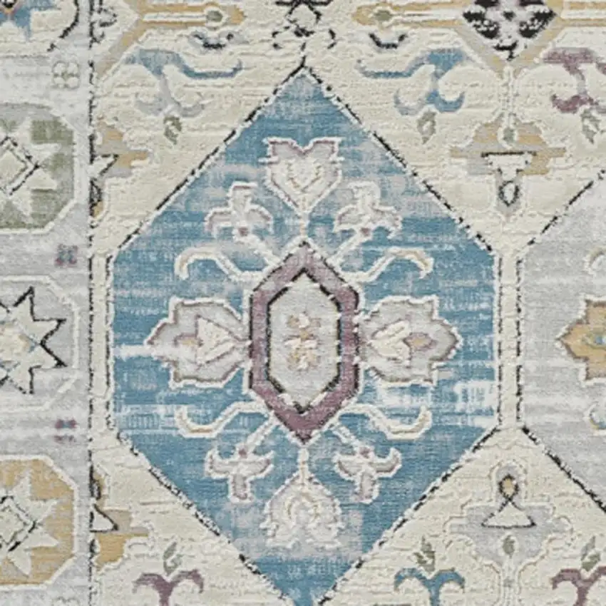 Beige and Gray Abstract Distressed Area Rug Photo 3