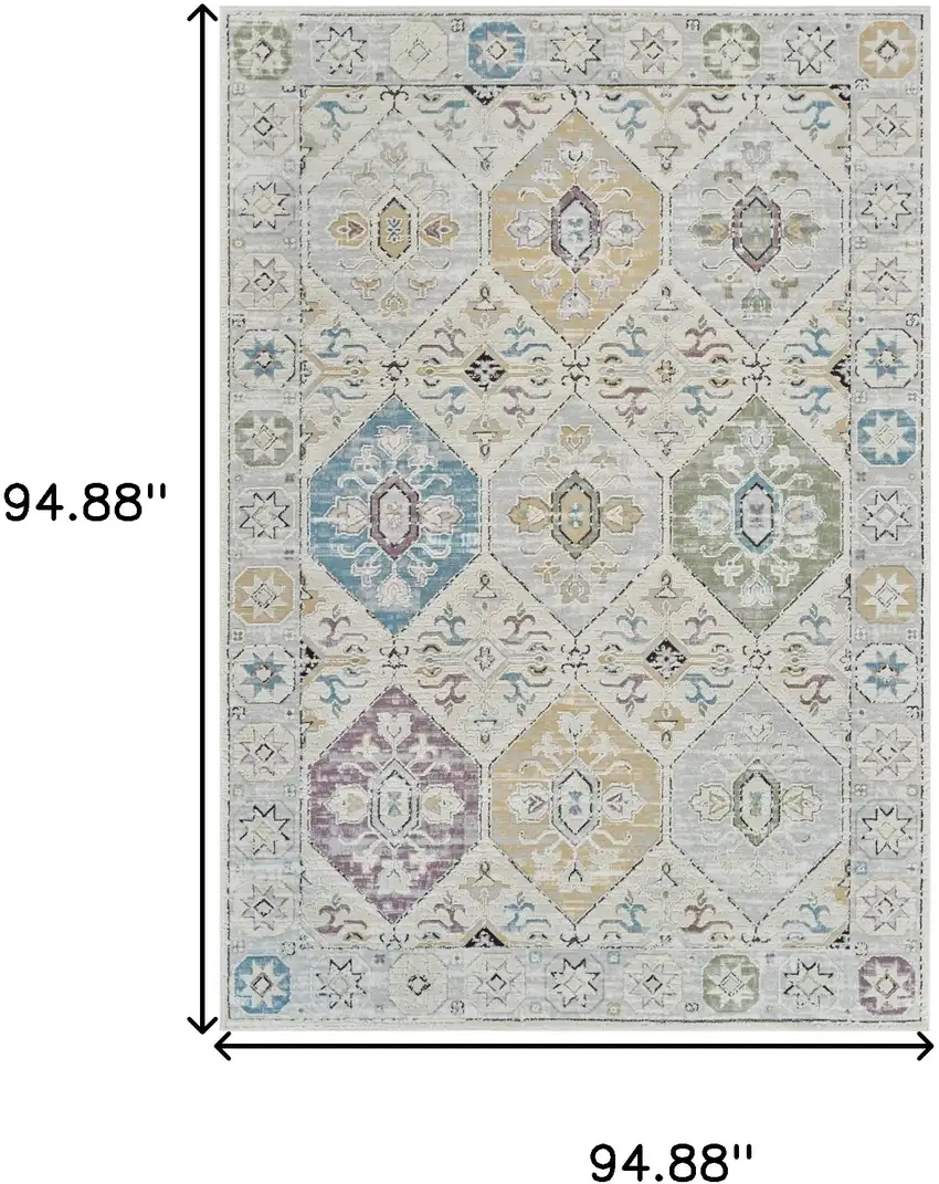 Beige and Gray Abstract Distressed Area Rug Photo 3