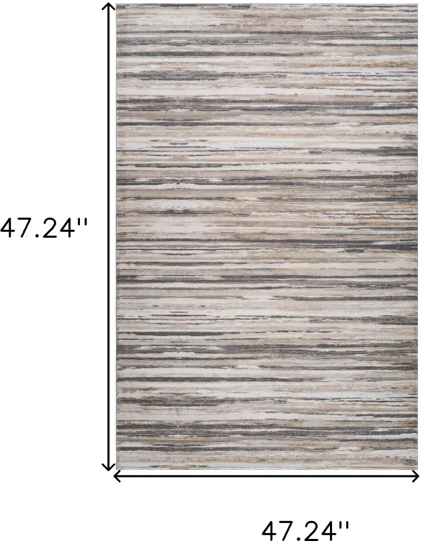 Beige and Gray Abstract Distressed Area Rug Photo 3