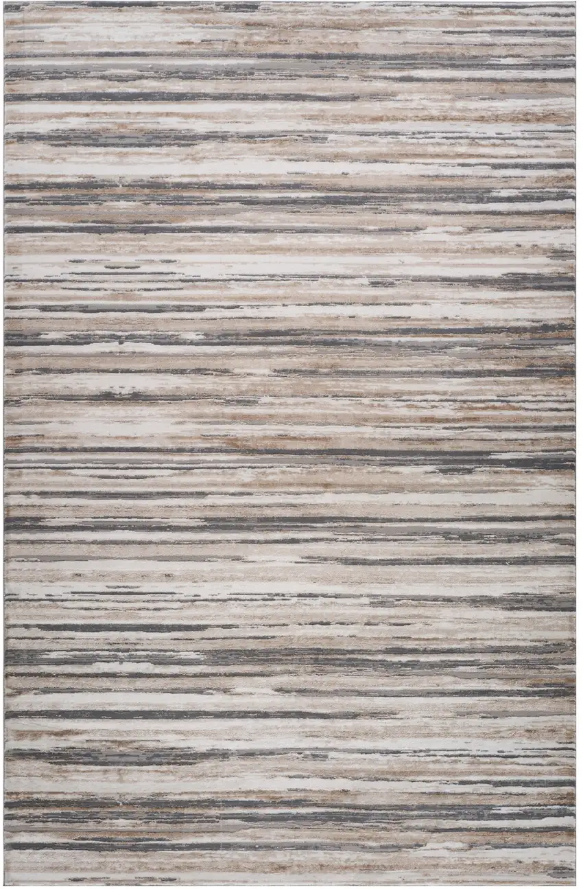 Beige and Gray Abstract Distressed Area Rug Photo 2
