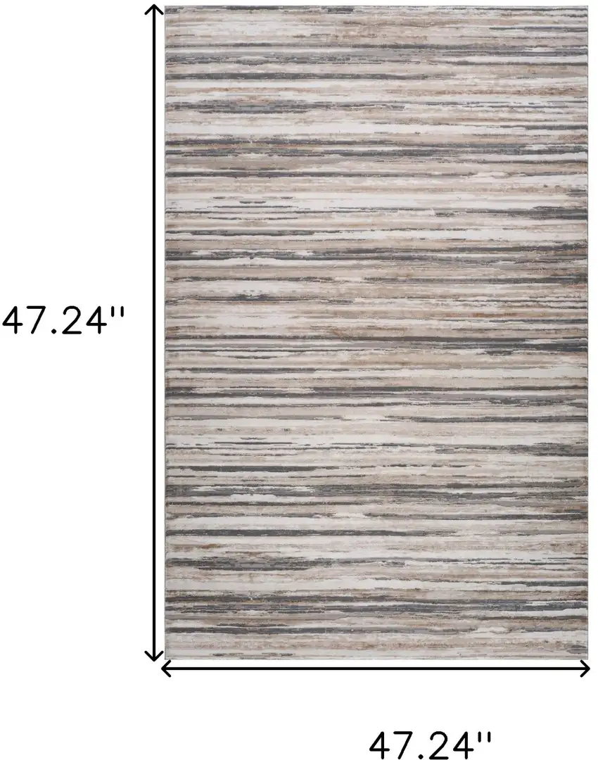 Beige and Gray Abstract Distressed Area Rug Photo 6
