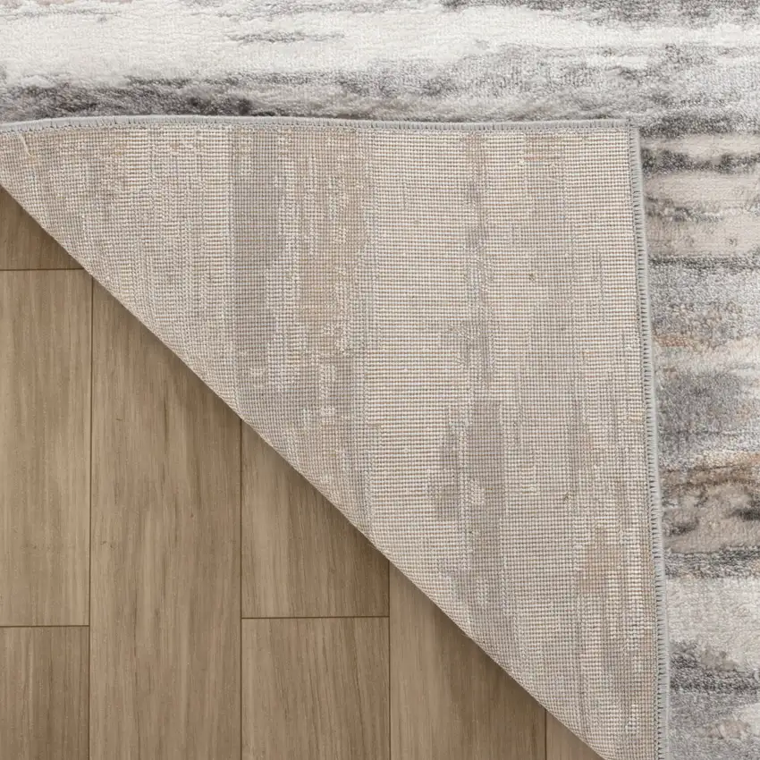 Beige and Gray Abstract Distressed Area Rug Photo 5
