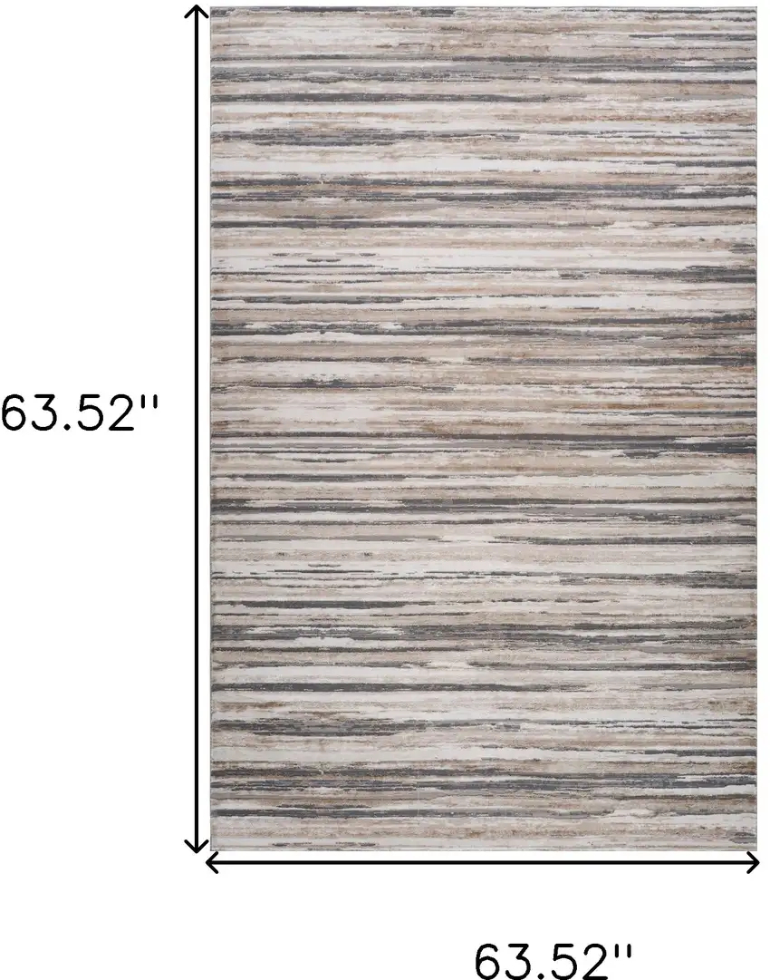 Beige and Gray Abstract Distressed Area Rug Photo 3