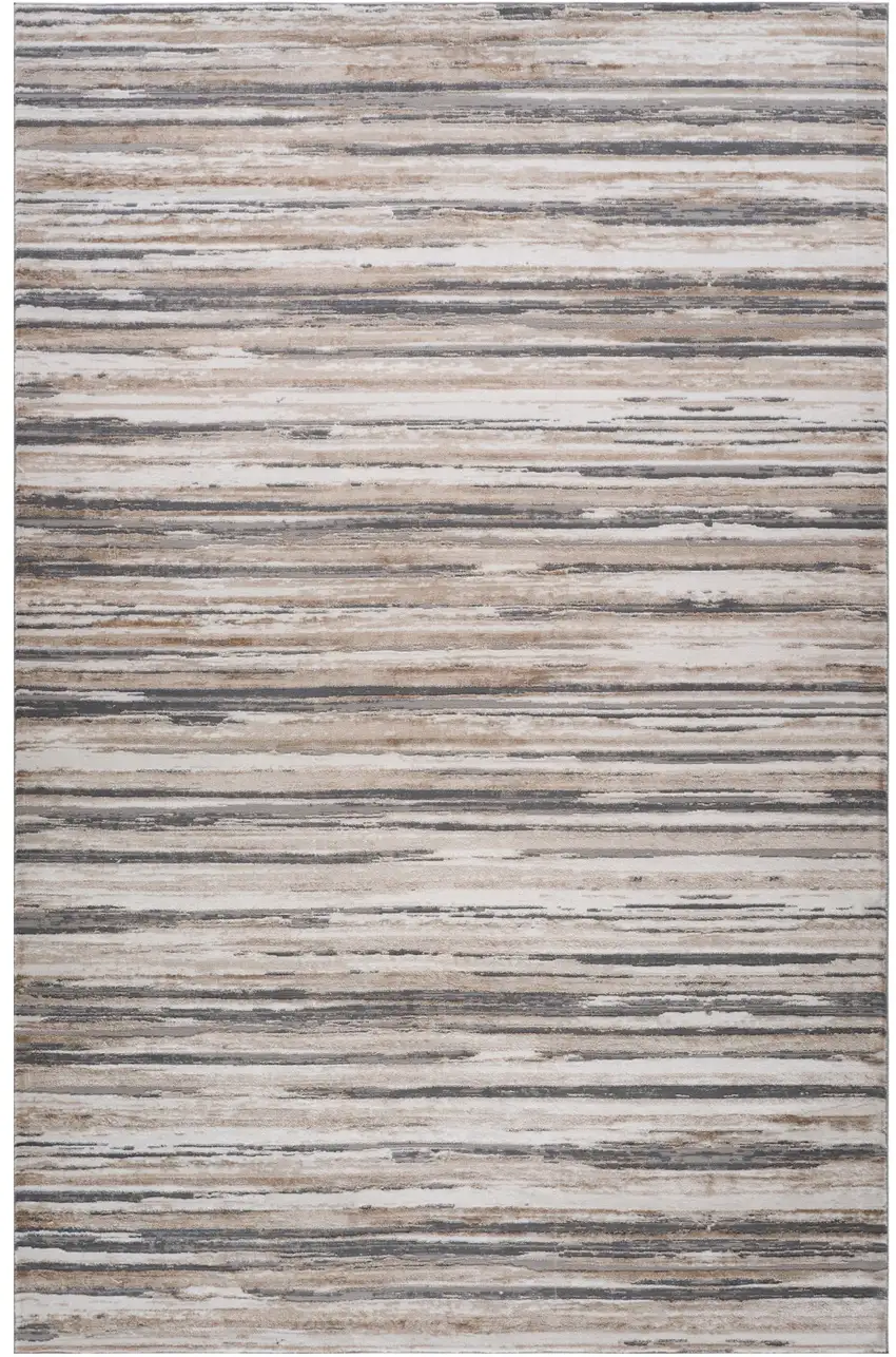 Beige and Gray Abstract Distressed Area Rug Photo 4