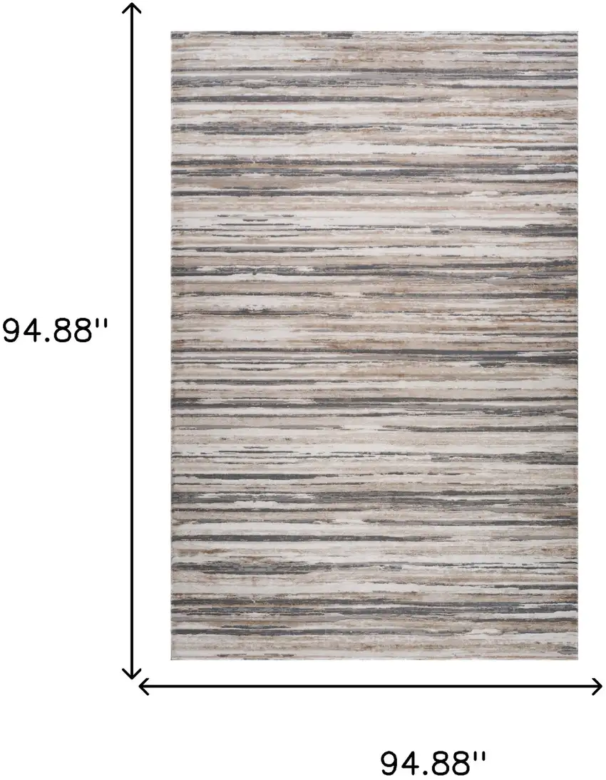 Beige and Gray Abstract Distressed Area Rug Photo 3