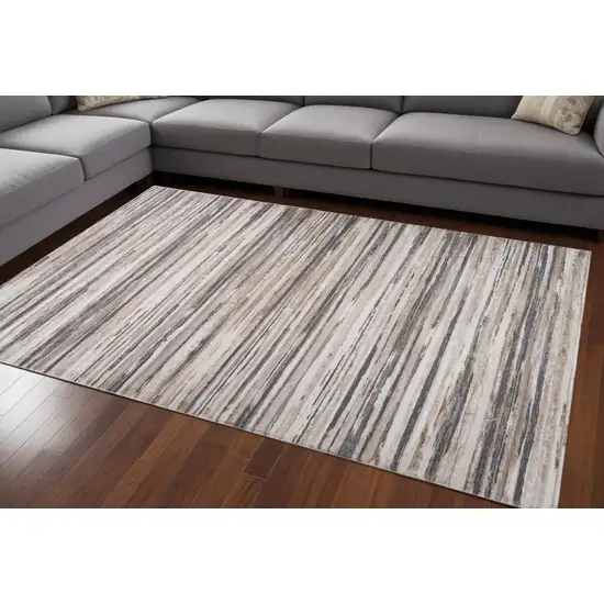 Beige and Gray Abstract Distressed Area Rug Photo 2