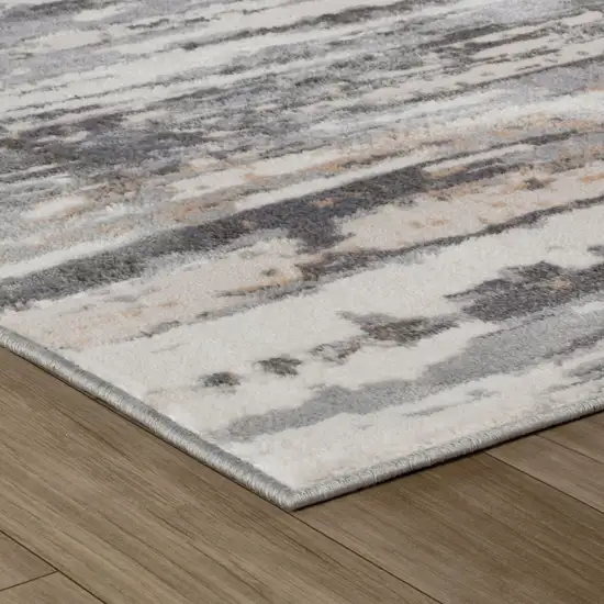Beige and Gray Abstract Distressed Area Rug Photo 3