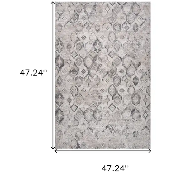 Beige and Gray Abstract Distressed Area Rug Photo 7