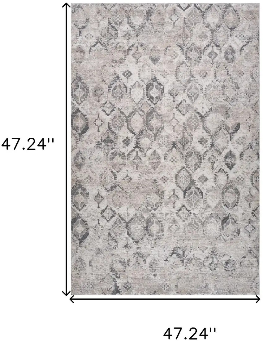 Beige and Gray Abstract Distressed Area Rug Photo 7