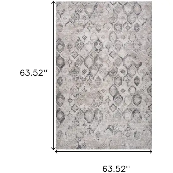 Beige and Gray Abstract Distressed Area Rug Photo 7