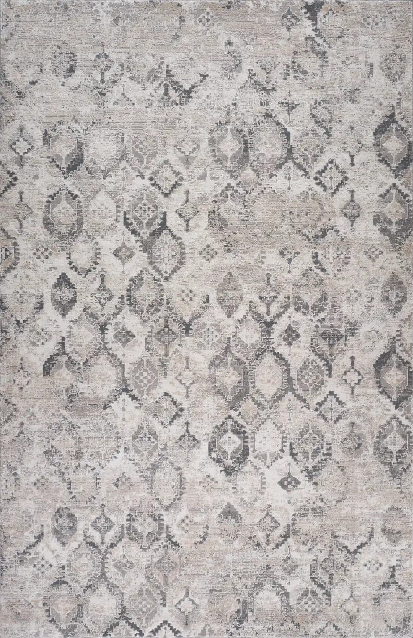 Beige and Gray Abstract Distressed Area Rug Photo 4