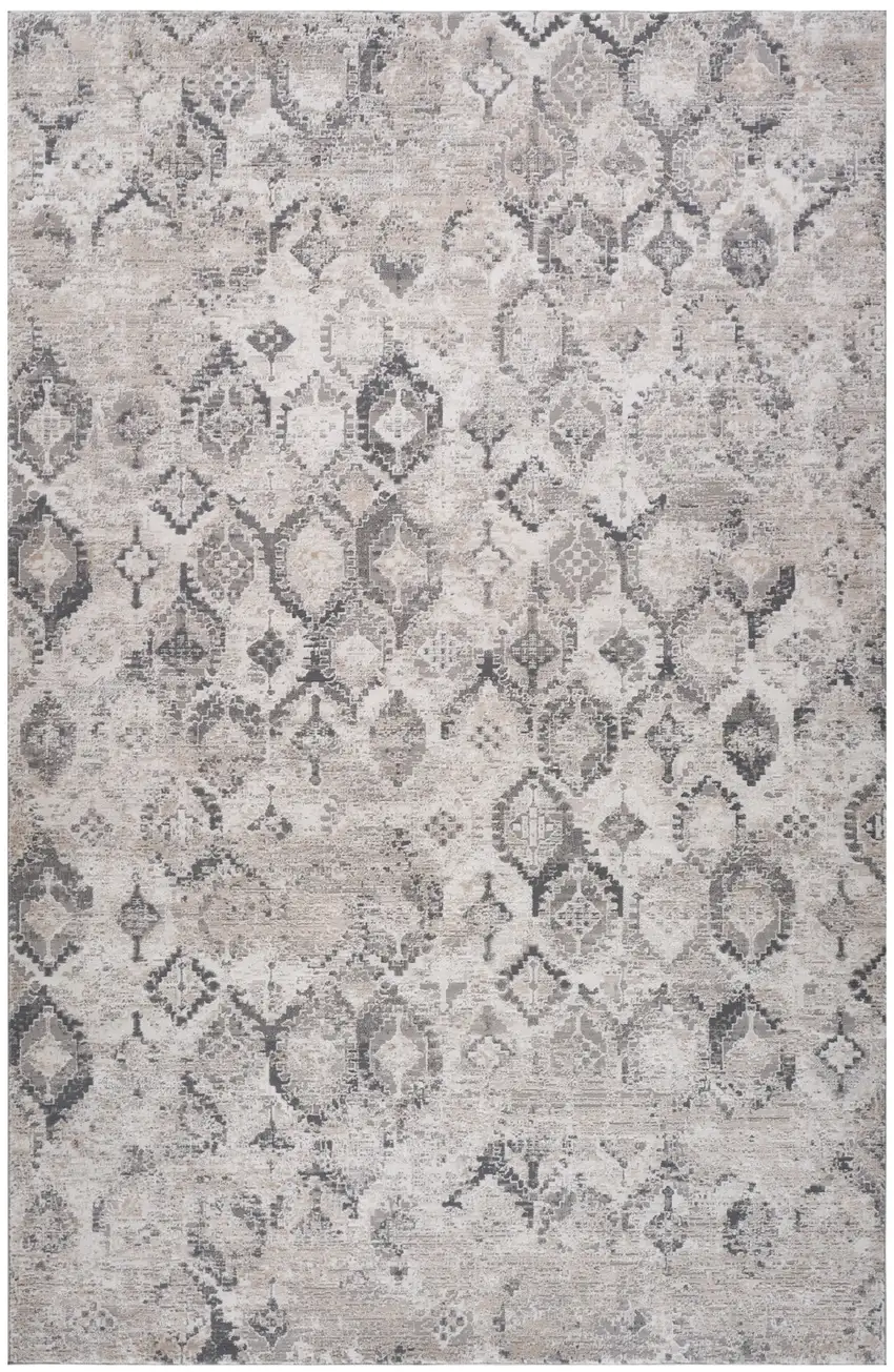 Beige and Gray Abstract Distressed Area Rug Photo 6