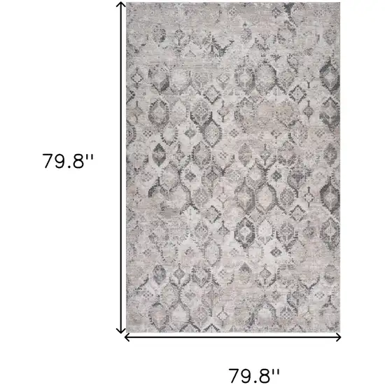 Beige and Gray Abstract Distressed Area Rug Photo 8