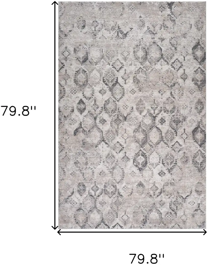 Beige and Gray Abstract Distressed Area Rug Photo 8