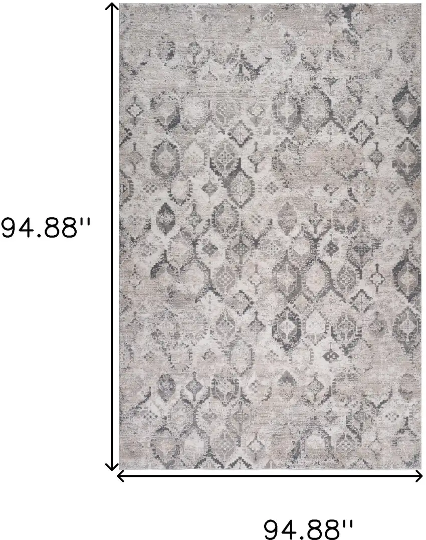 Beige and Gray Abstract Distressed Area Rug Photo 8