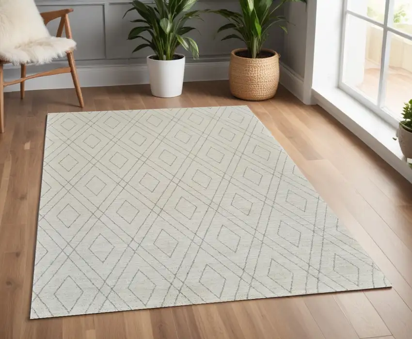 Beige and Gray Abstract Non Skid Area Rug Photo 1