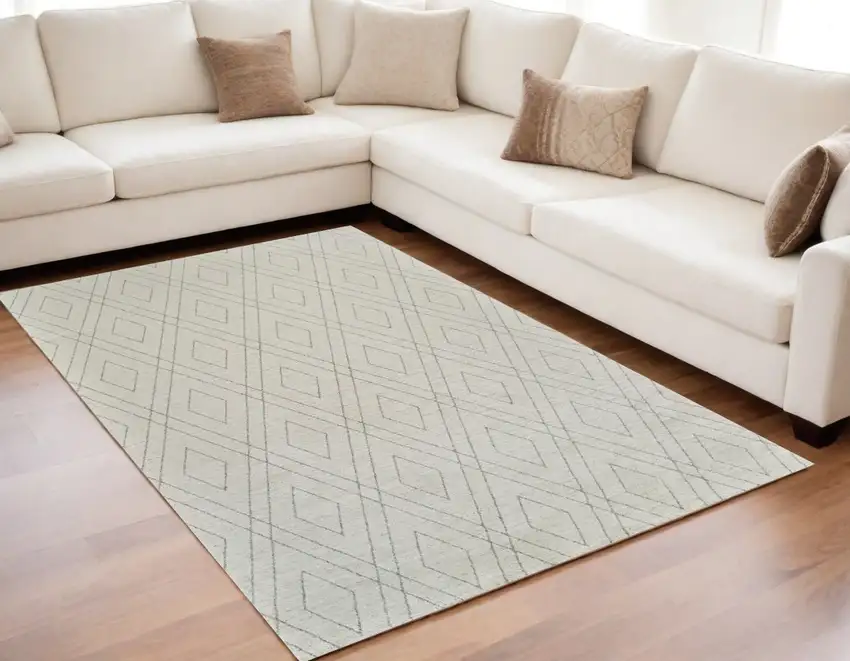 Beige and Gray Abstract Non Skid Area Rug Photo 1