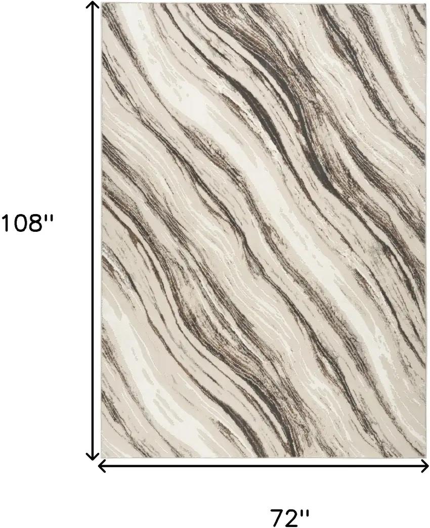 Beige and Gray Abstract Non Skid Area Rug Photo 3