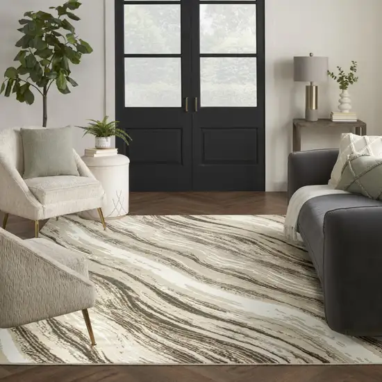 Beige and Gray Abstract Non Skid Area Rug Photo 5