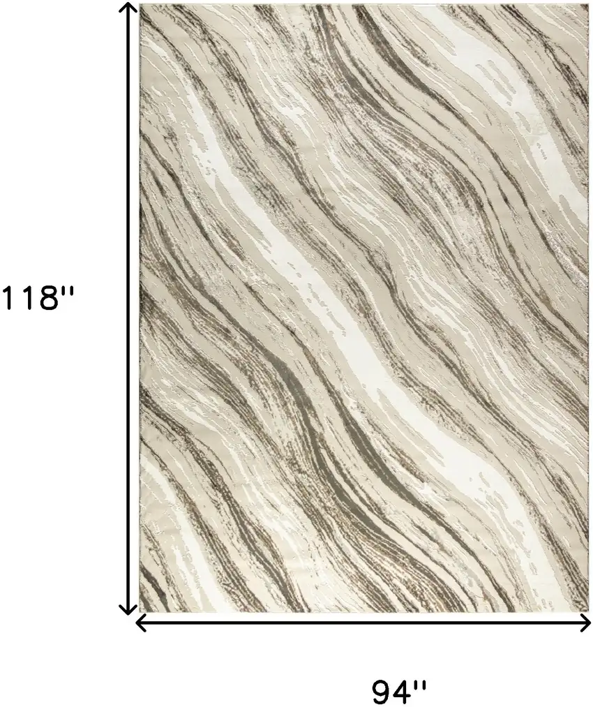 Beige and Gray Abstract Non Skid Area Rug Photo 3