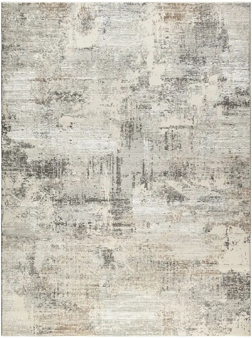 Beige and Gray Abstract Non Skid Area Rug Photo 2