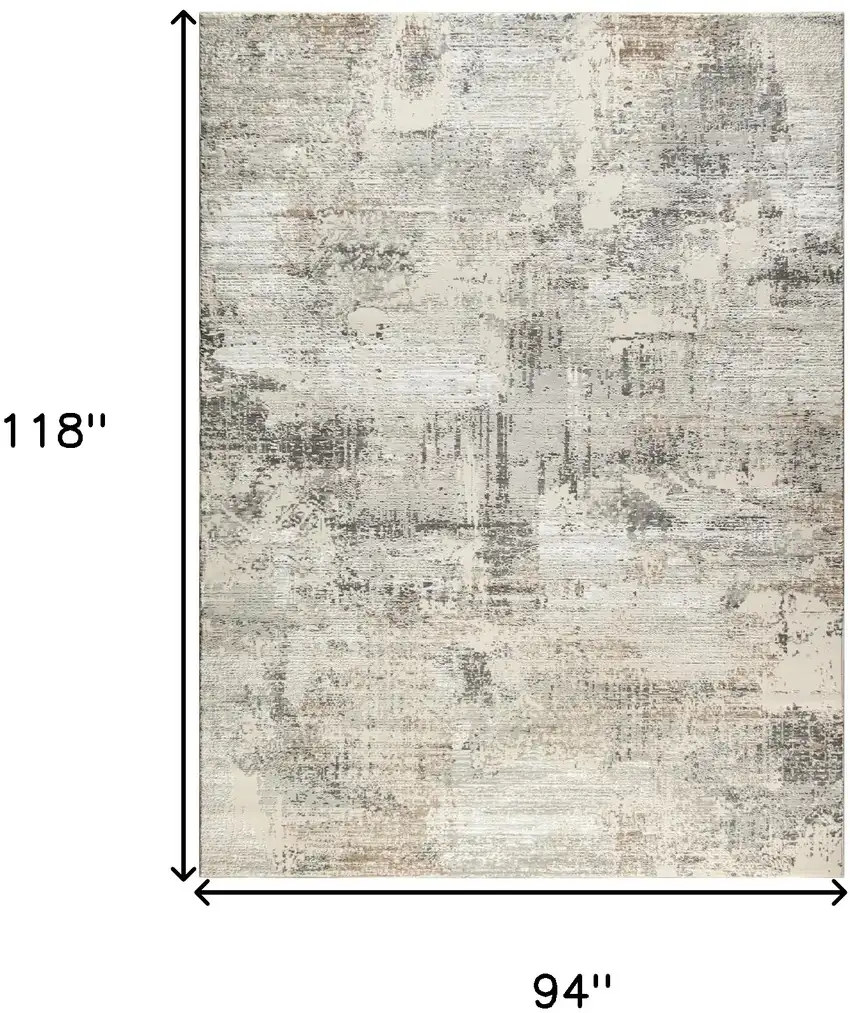 Beige and Gray Abstract Non Skid Area Rug Photo 3