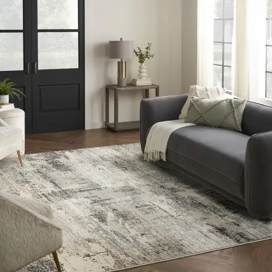Beige and Gray Abstract Non Skid Area Rug Photo 4