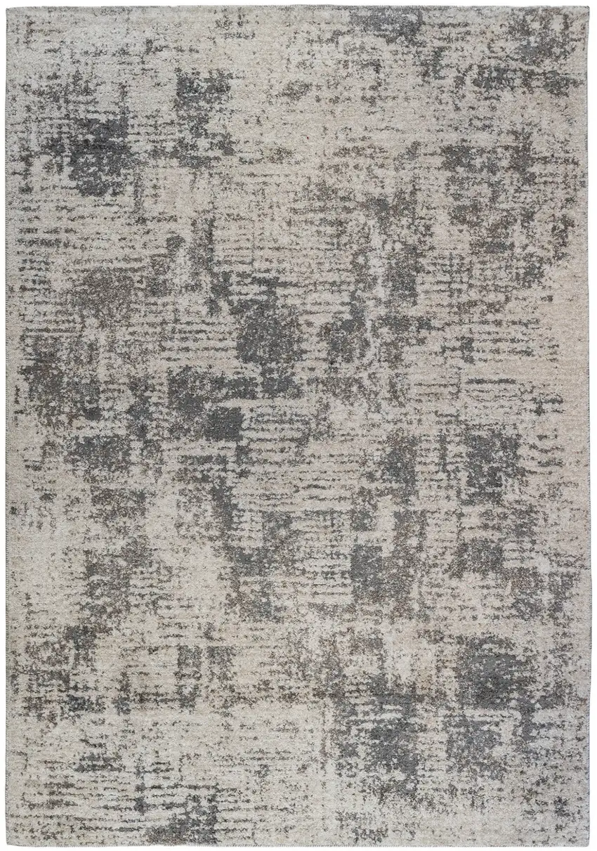 Beige and Gray Abstract Power Loom Area Rug Photo 7