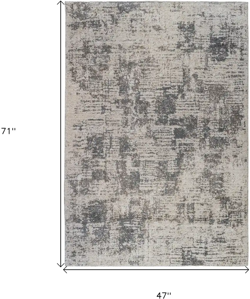 Beige and Gray Abstract Power Loom Area Rug Photo 9