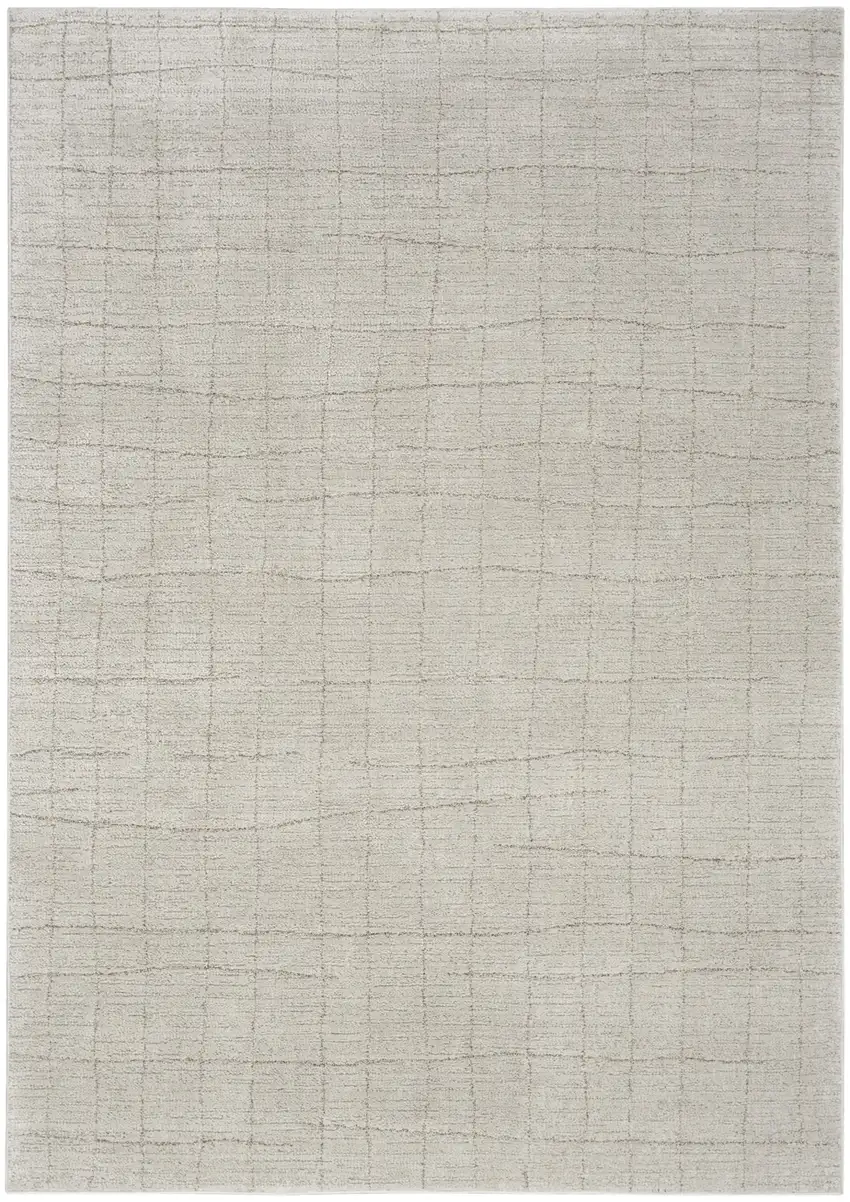 Beige and Gray Abstract Power Loom Area Rug Photo 2