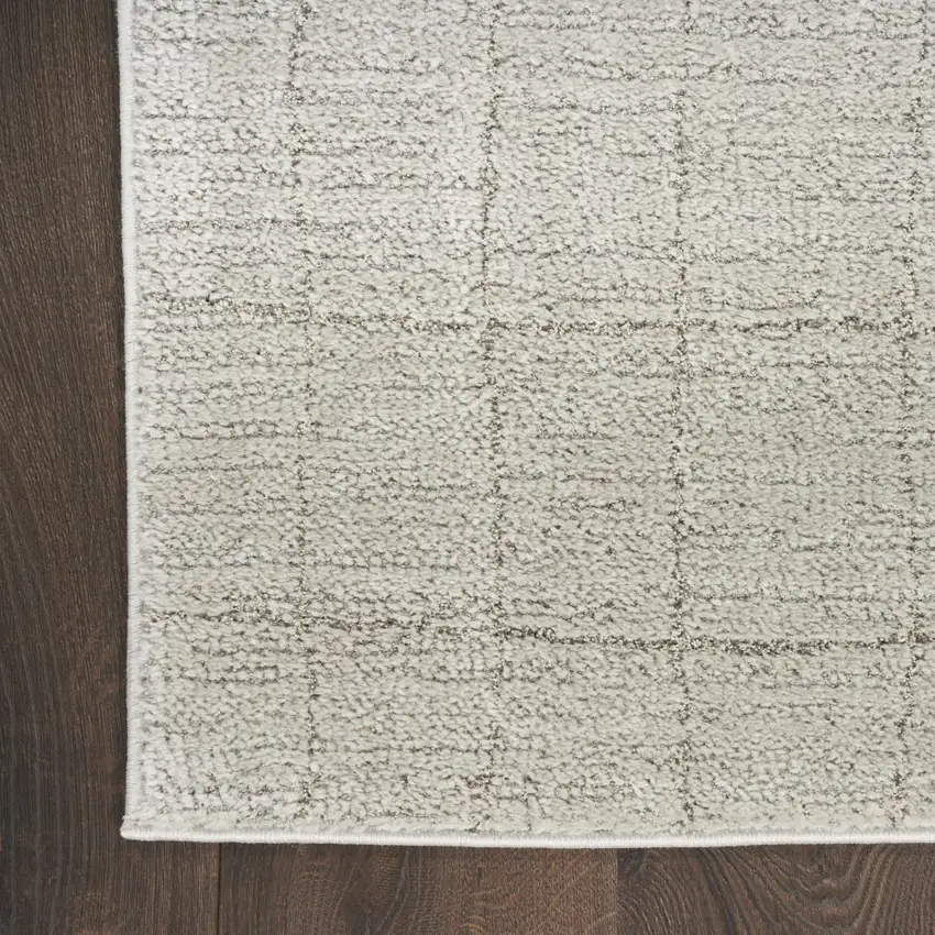 Beige and Gray Abstract Power Loom Area Rug Photo 6